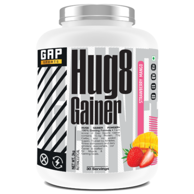 Gap sports Hug8 Gainer / Weight Gainer 3KG - Strawberry Mango